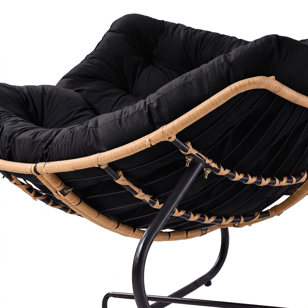 Living and Home Black Cushion PE Rattan Rocking Chair Image 5