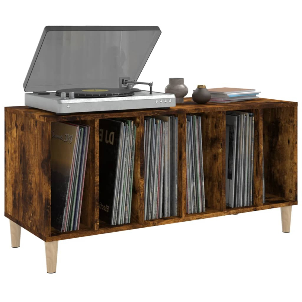 vidaXL 6 Shelf Smoked Oak Record Cabinet Image 3