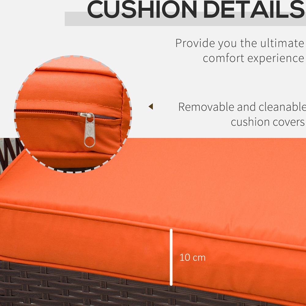 Outsunny 2 Seater Orange PE Rattan Bistro Set Image 6
