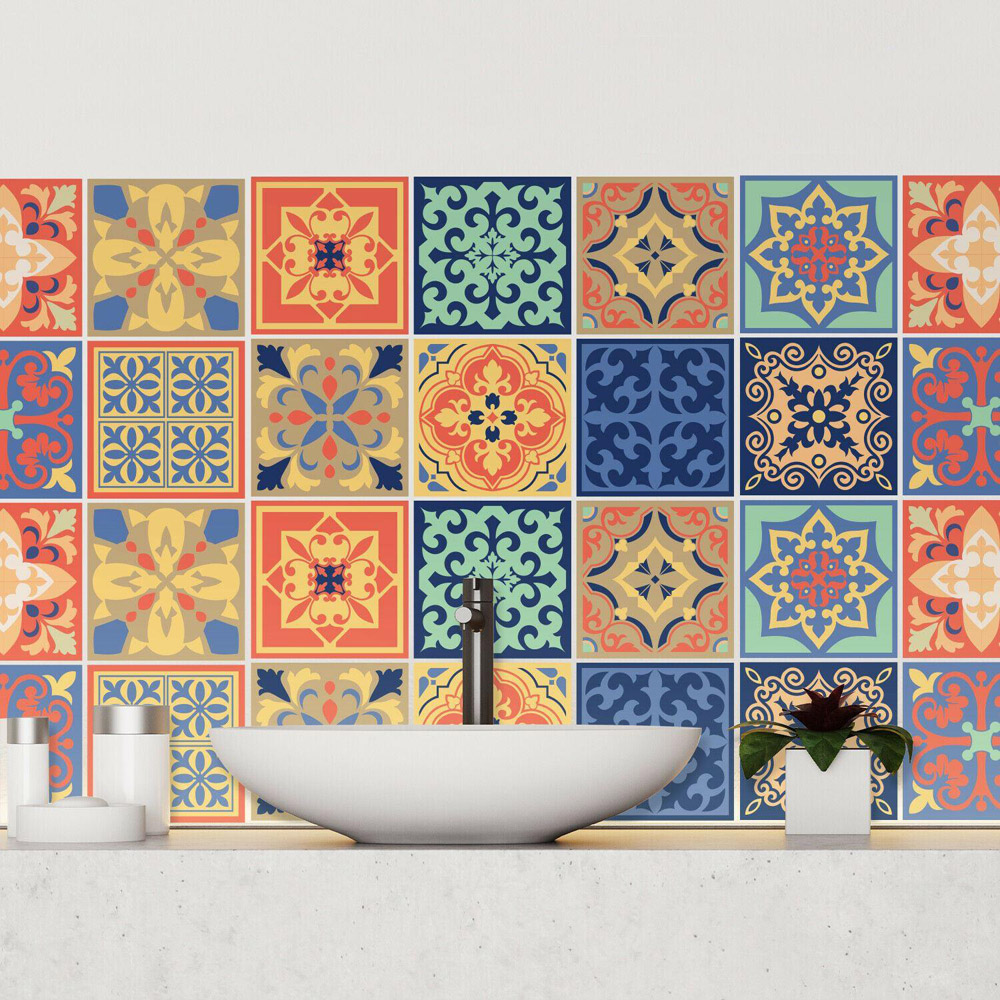 Walplus Mara Colourful Mix Mediterranean Tile Sticker 24 Pack Image 3