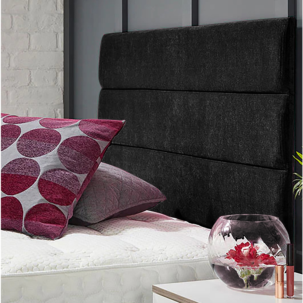 Eleganza Home Bliss Small Single Black Naples Strutted Headboard Image 1