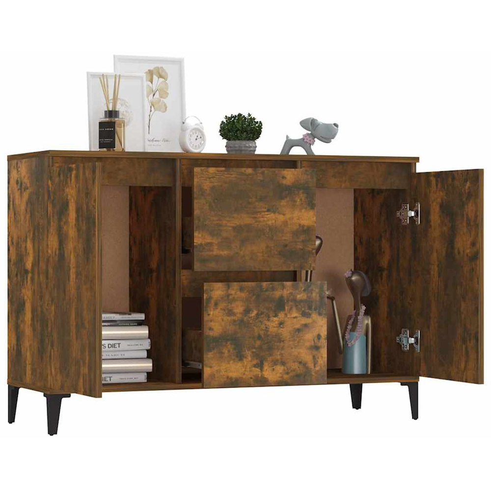 vidaXL 2 Door 2 Drawer Smoked Oak Sideboard Image 6
