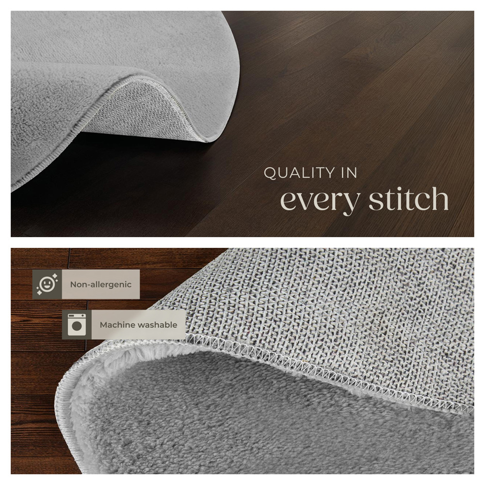 tectake Zonelle Grey Short Pile Ultra Soft Rug 120 x 120cm Image 5