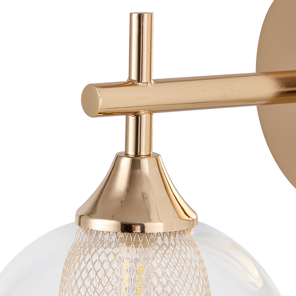 Living and Home Gold Glass Globe Hardwired Metal Base G9 Wall Light Image 4