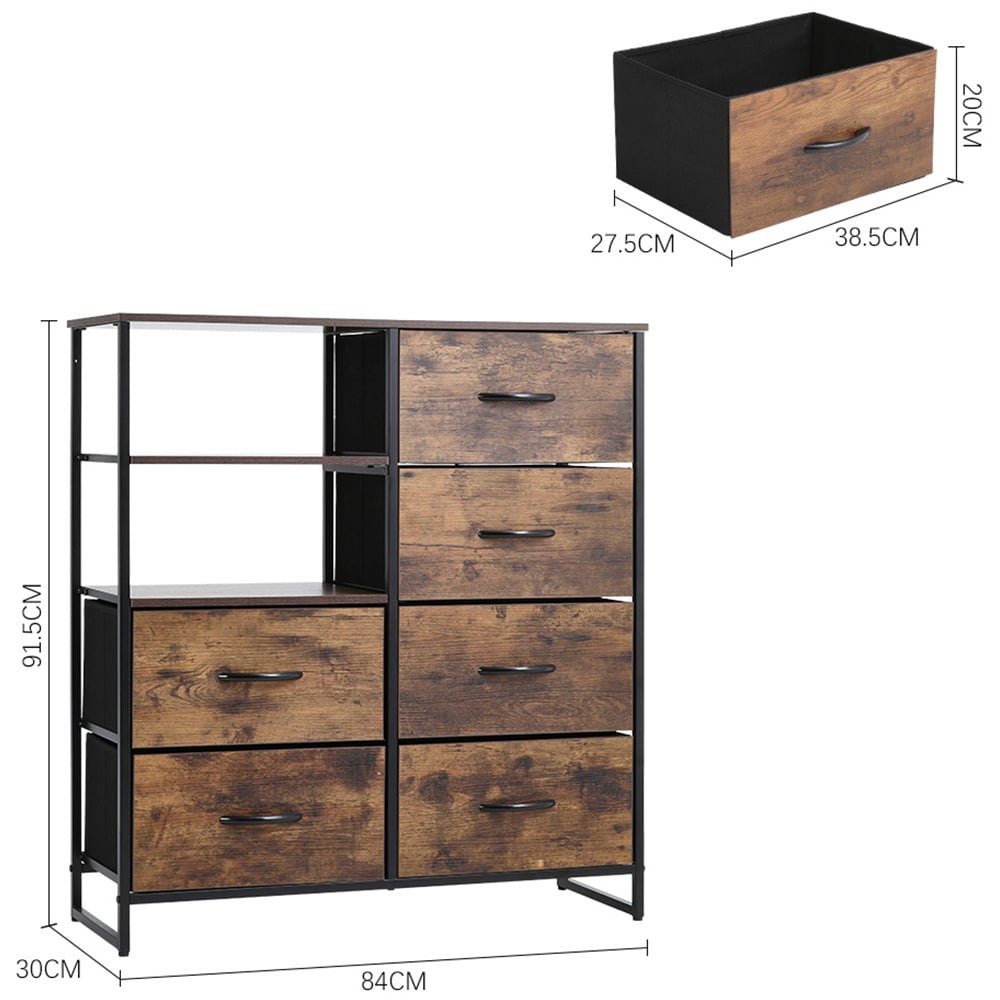 H&O Direct 6 Drawer 2 Shelf Retro Style Storage Cabinet Image 6