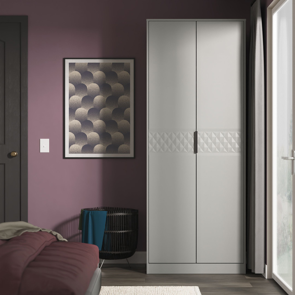 Crowndale Harlequin 2 Door Dusk Grey Tall Wardrobe Ready Assembled Image 7