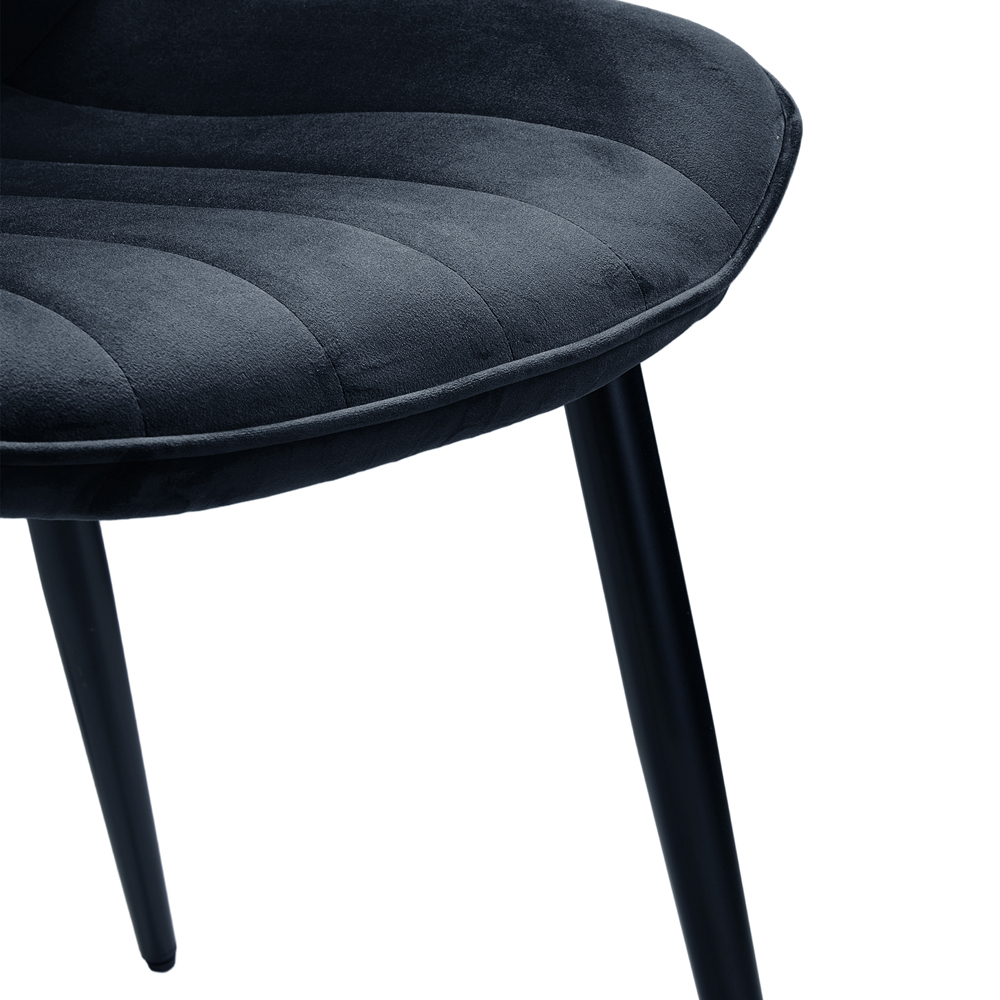 Living and Home Set of 4 Black Velvet Dining Chairs Image 7