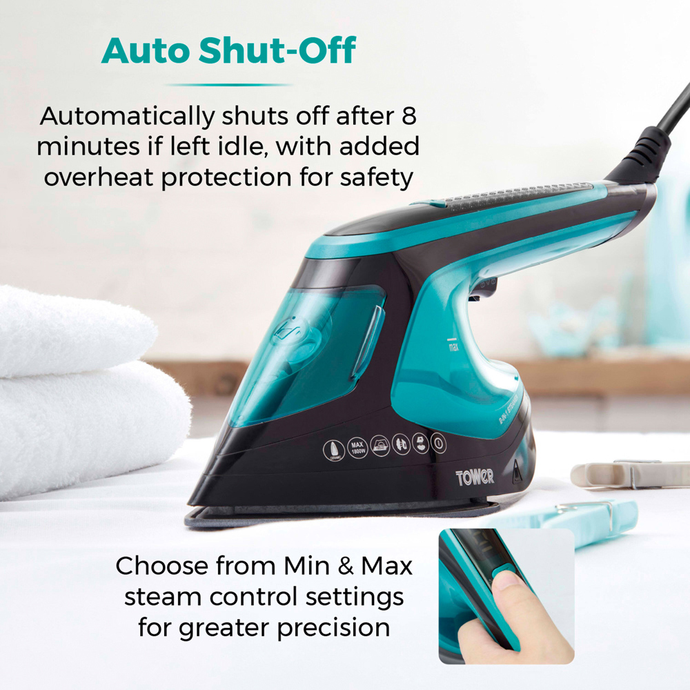 Tower T22031TL 2-in-1 Teal Garment Steamer and Iron Image 6