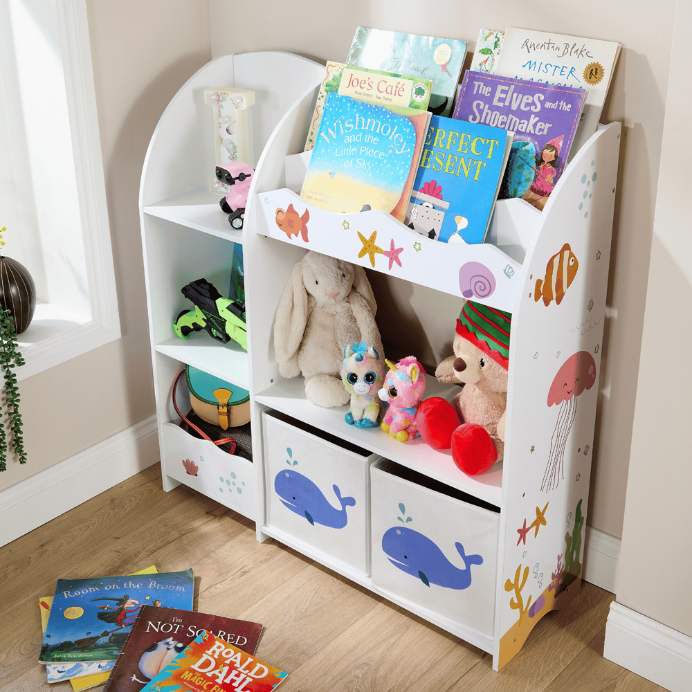 Home Source Anya 2 Fabric Drawer 7 Shelf Multicolour Sealife Animal Kids Toy Organiser Image 7