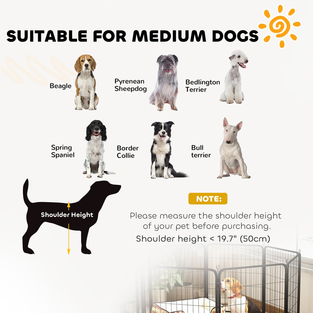 PawHut 8 Panel Steel Dog Playpen with Door 60cm Image 7