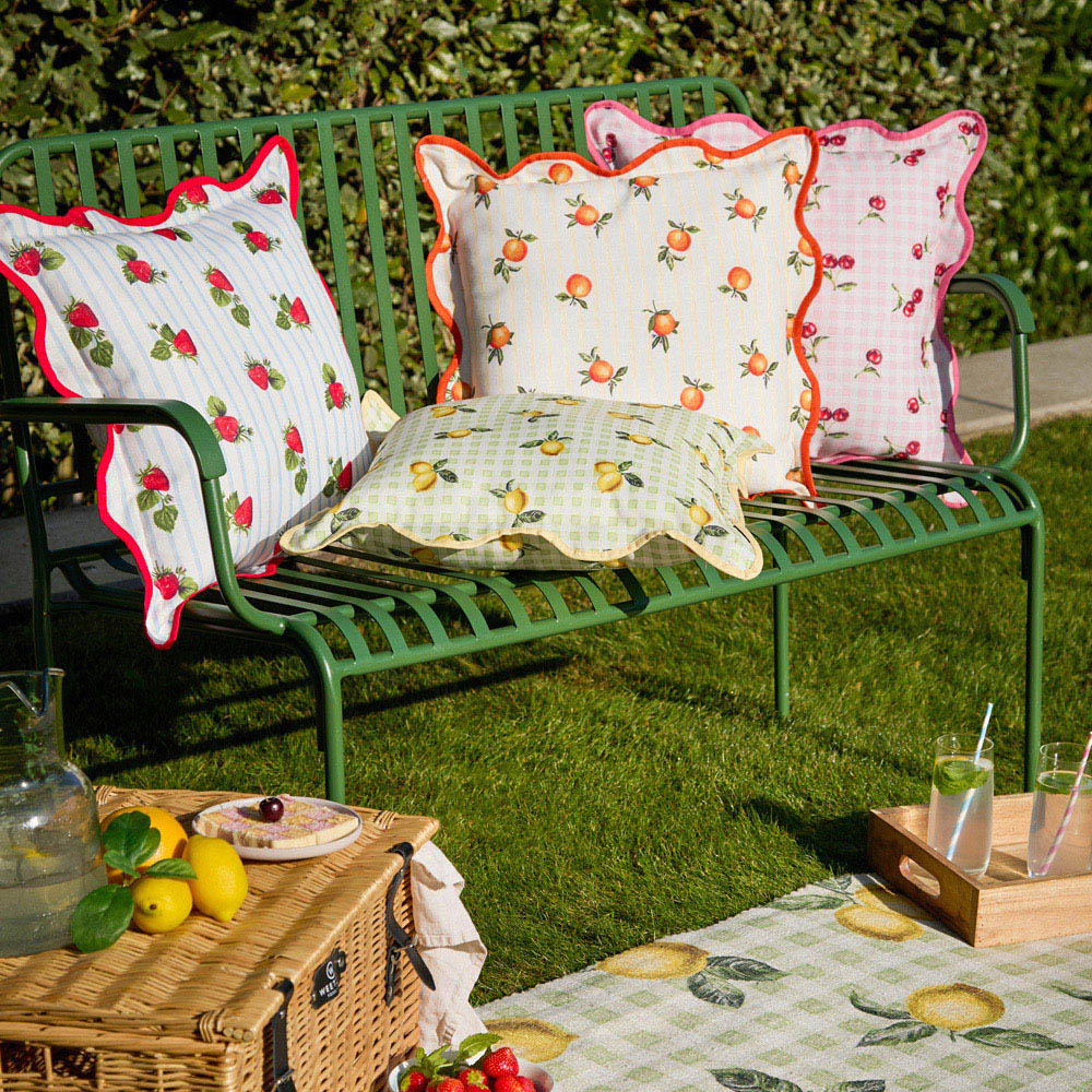 Furn Fruits Green Lemons Gingham Check Cushion 45 x 45cm Image 7