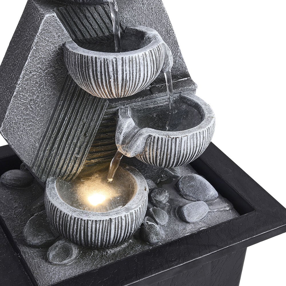Living and Home 3-Tier LED Imitation Rock Resin Tabletop Water Fountain Image 5