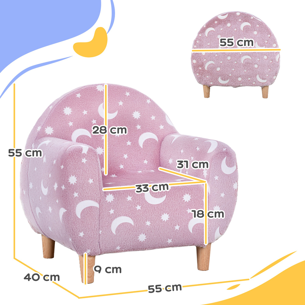 AIYAPLAY Pink Glow in the Dark Kids Armchair Image 9