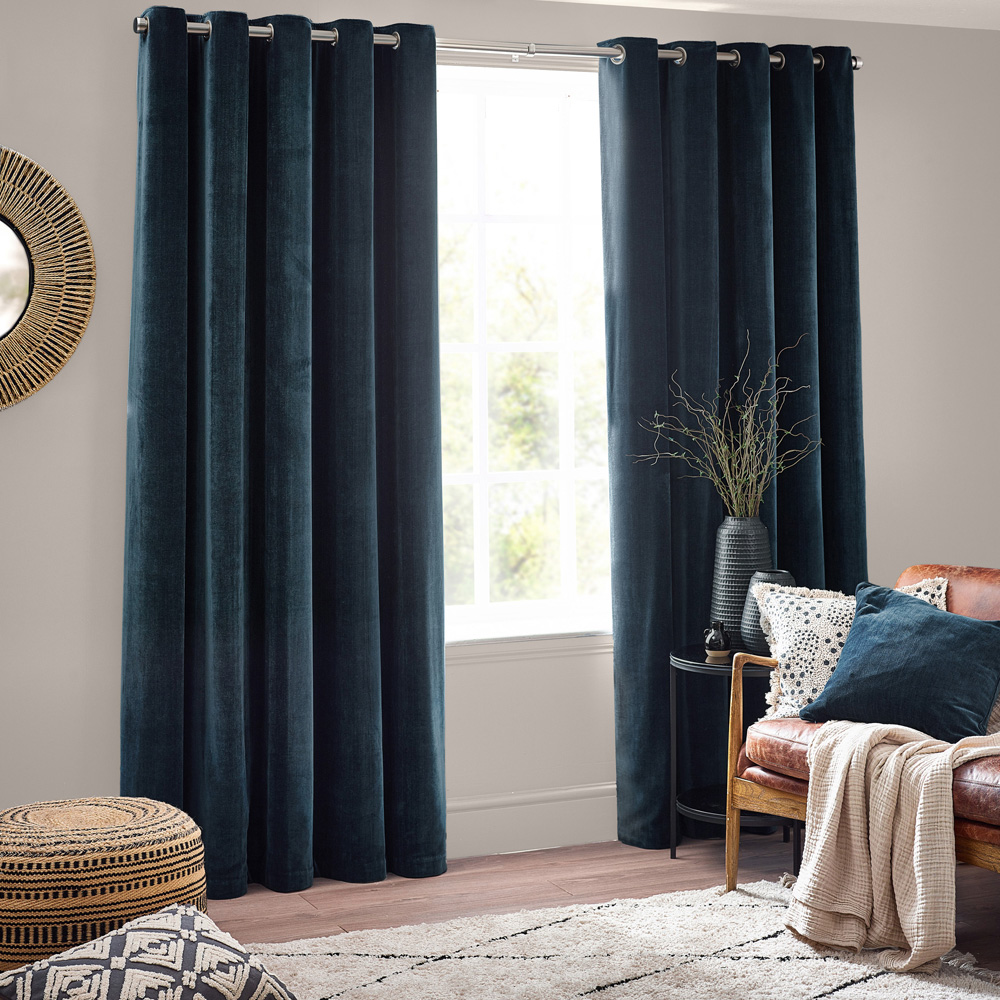 Yard Navy Chenille Blackout Eyelet Curtains 168 x 183cm Image 6