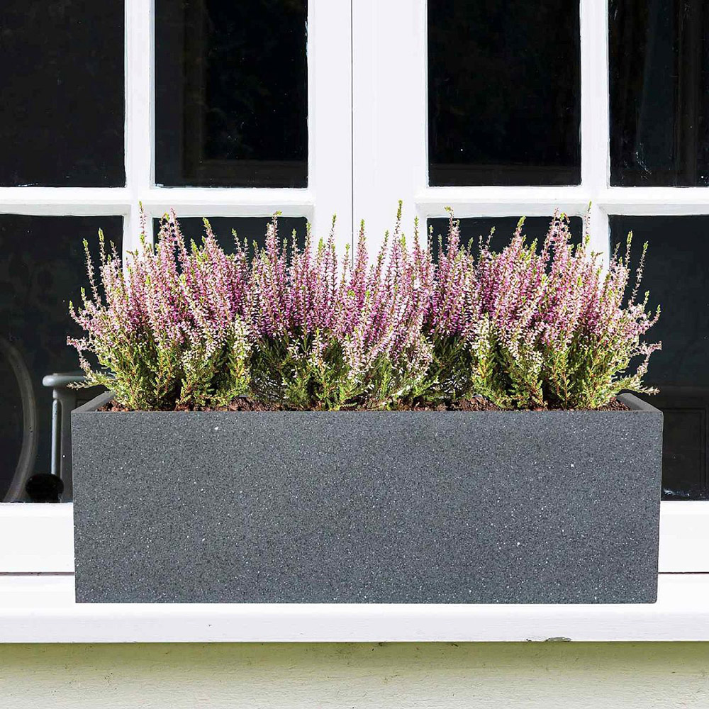 wilko Window Flower Box Grey Textured Concrete Outdoor Planter 17.5cm