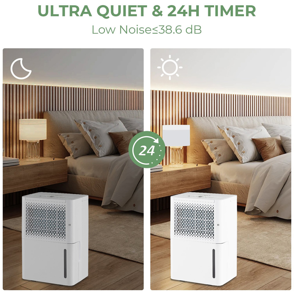 Costway White 12L Dehumidifier with Continuous Drying Auto Mode Image 3