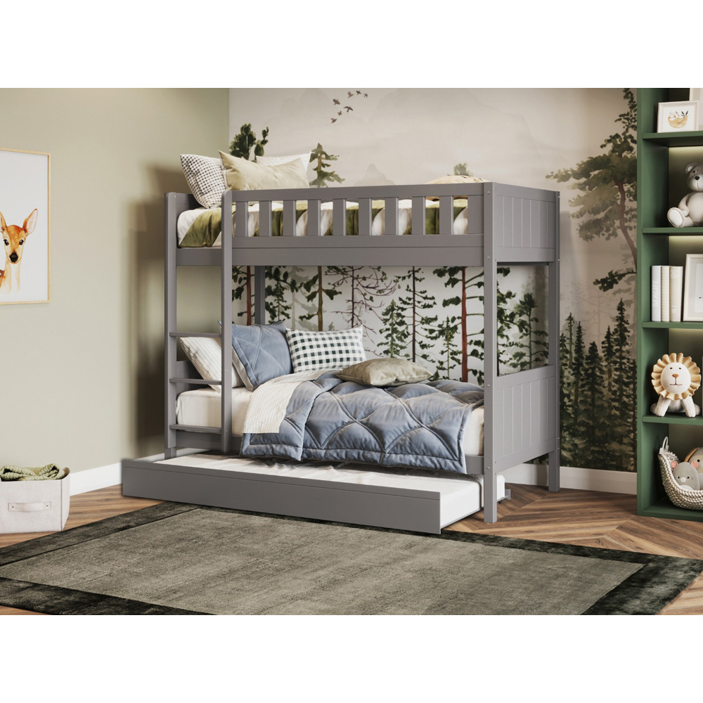 Flair Bea 2 Sleeper Grey Shorty Bunk Bed with Trundle Image 4