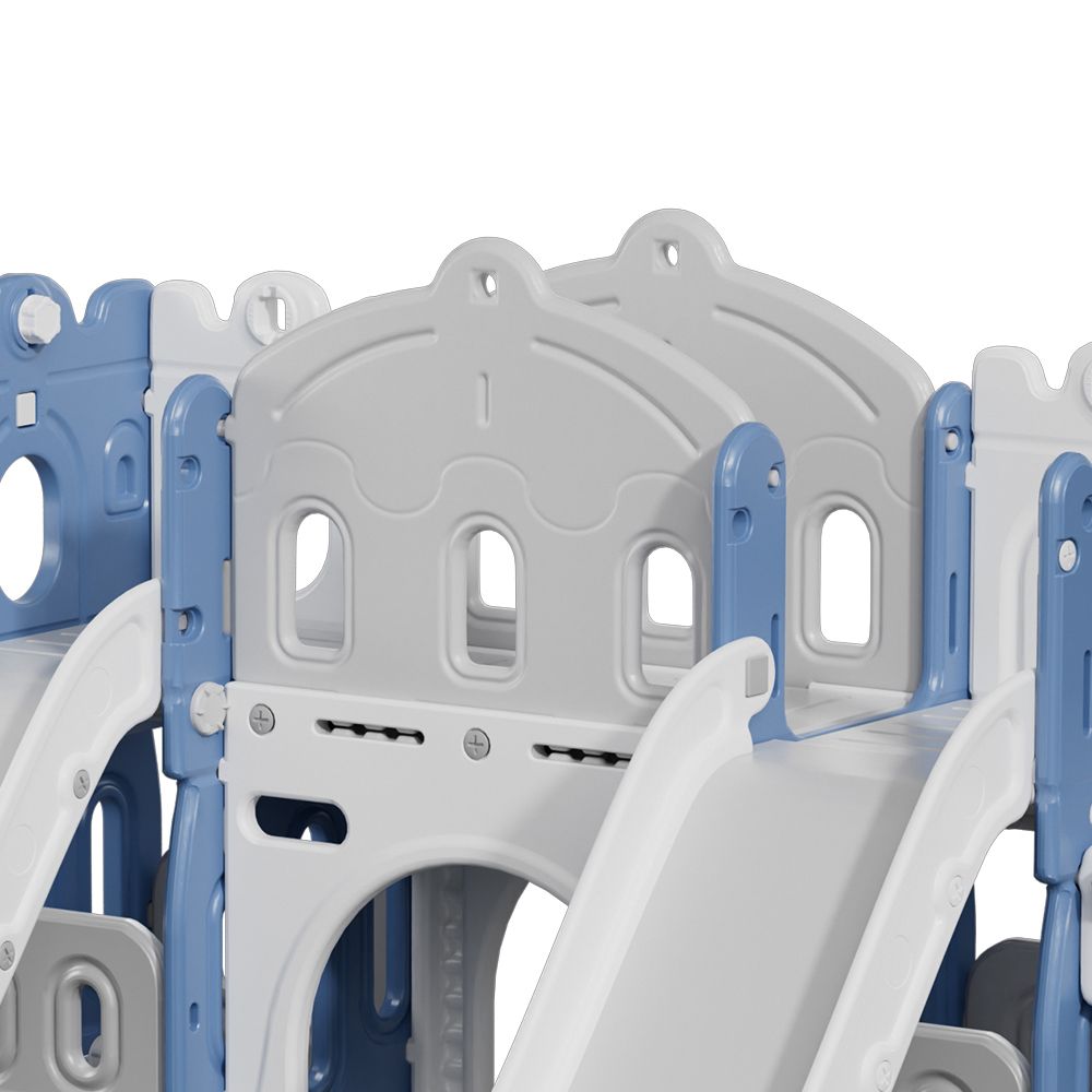 Living and Home Toddlers Blue and White Playset with 2 Slide and Basketball Hoop Image 4