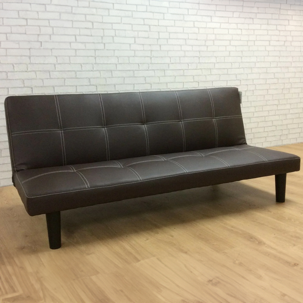 Brooklyn Single Chocolate Faux Leather Sofa Bed Image 1