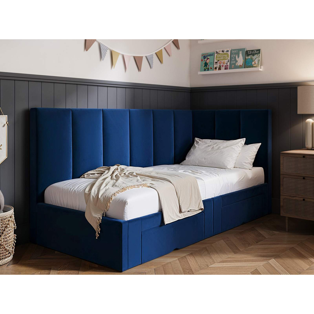 Flair Harley 2 Drawers Navy Velvet Bed Frame Image 7