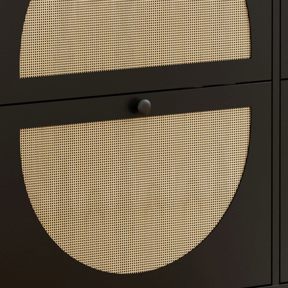 FurnitureHMD 4 Door Black Rattan Shoe Storage Cabinet Image 6