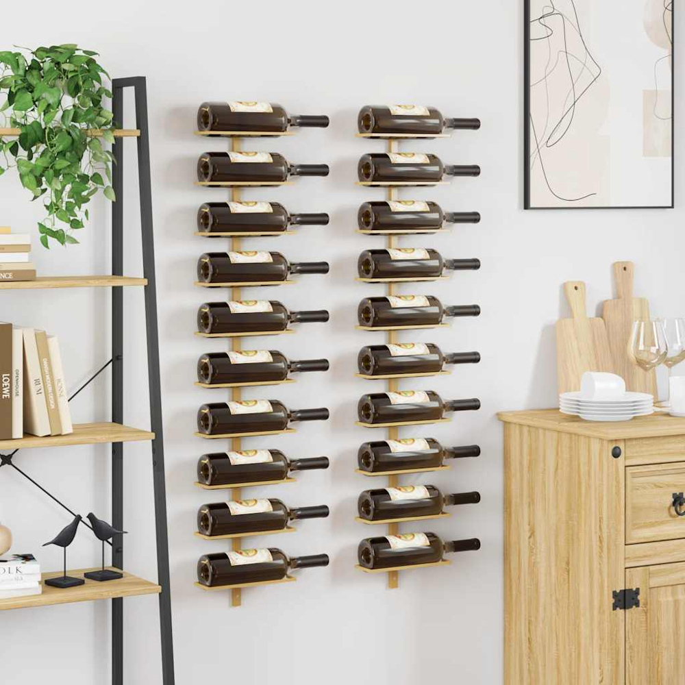 vidaXL 10 Bottle Gold Wall Mounted Wine Rack Set of 2 Image 2