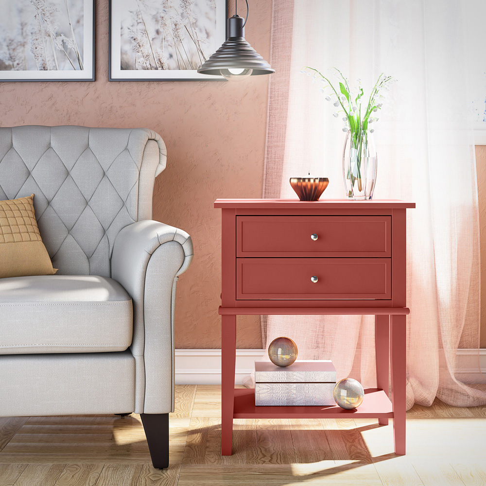 Dorel Franklin 2 Drawer Single Shelf Terracotta Accent Table Image 8