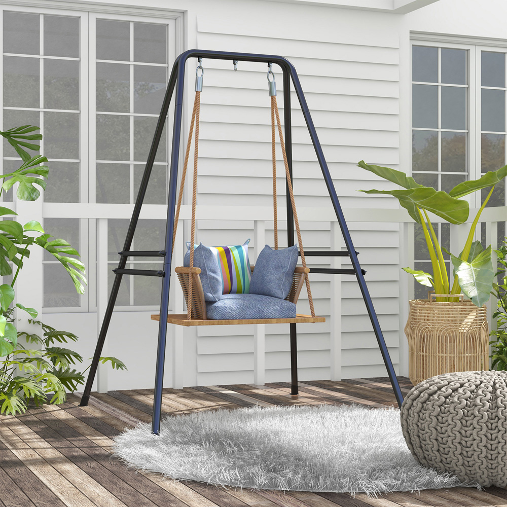 Outsunny Black Metal Frame Hammock Chair Stand Image 2