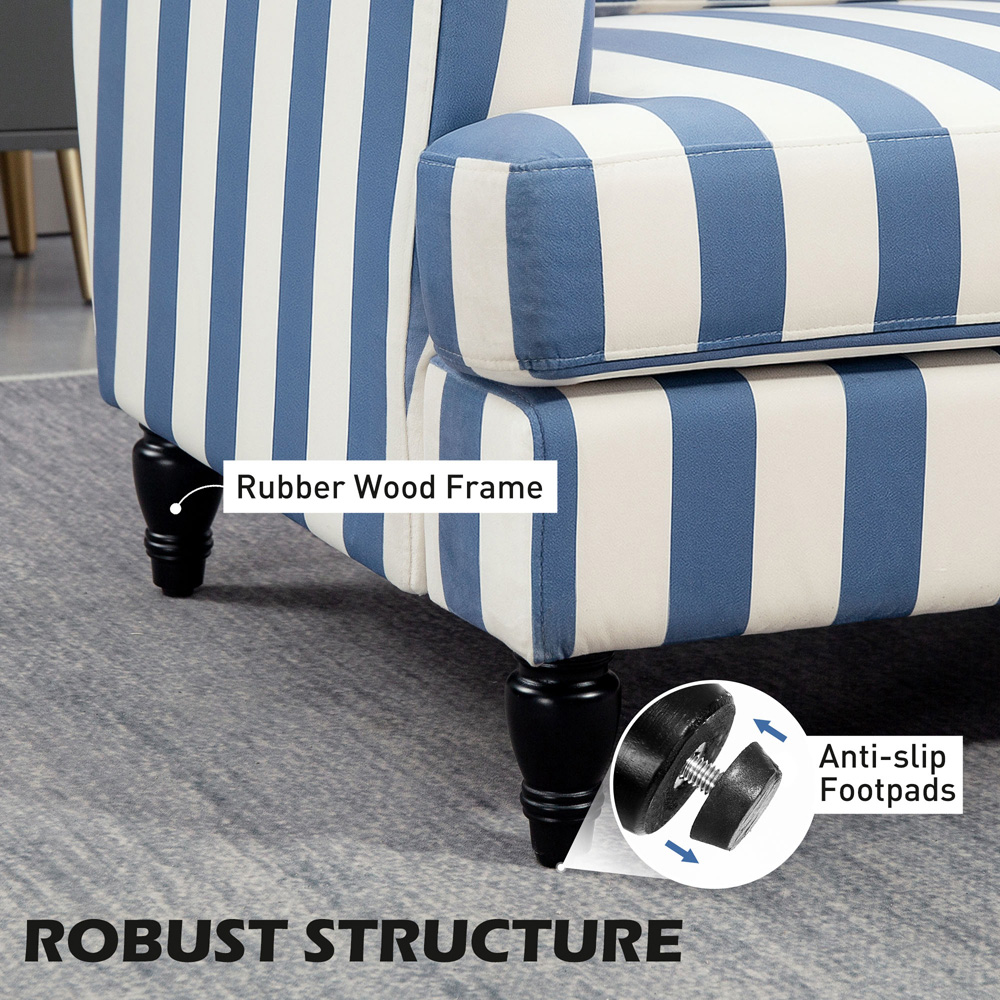 HOMCOM Blue and White Striped Armchair Image 6