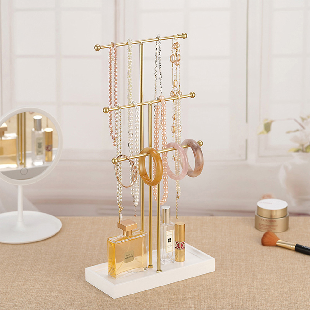H&O Direct 3 Tier Gold Jewellery Display Stand Image 2