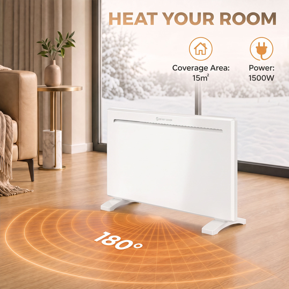 HOMCOM White Smart Electric Panel Heater 1500W Image 7