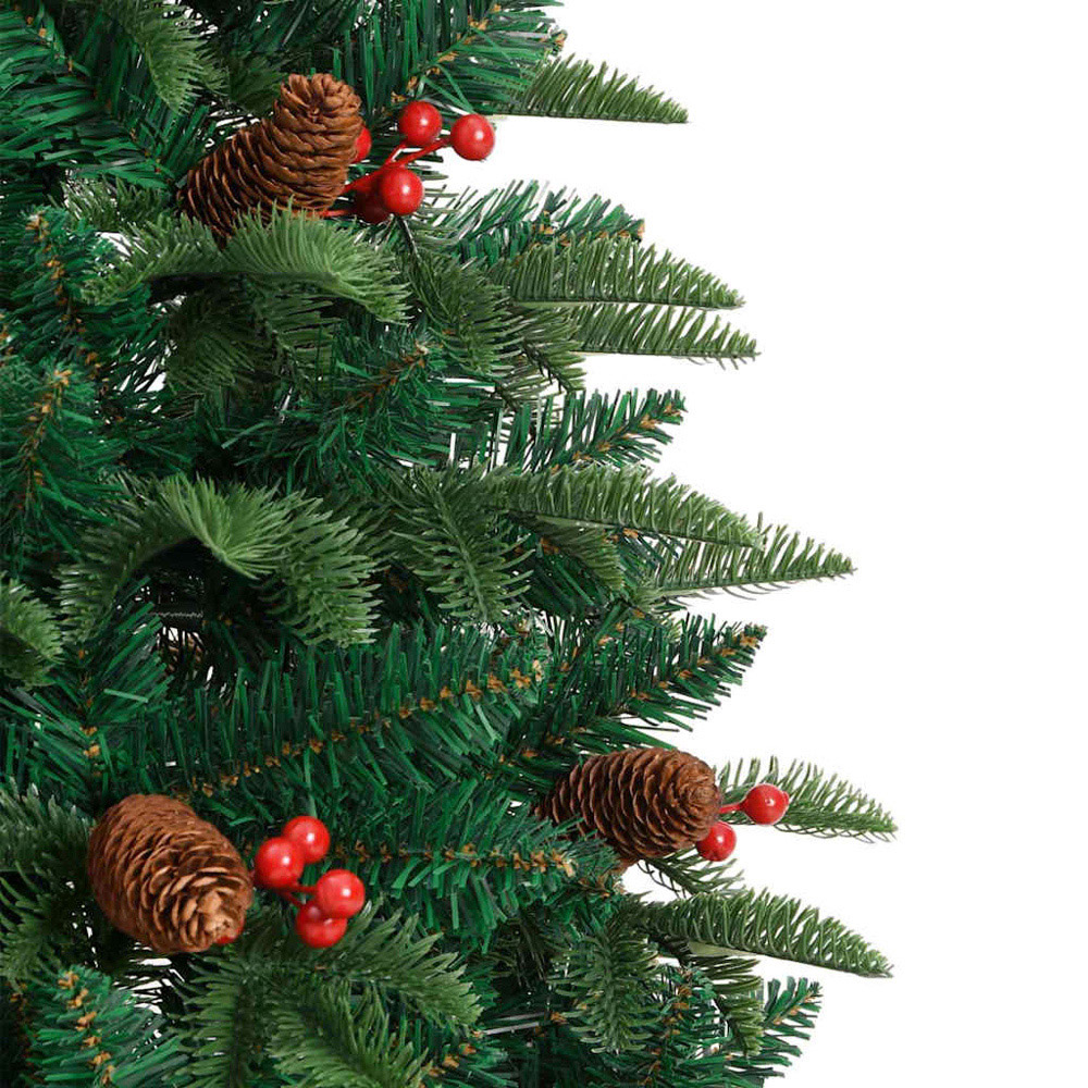 vidaXL Pre-Lit Warm White LED and Pink Baubles Green Artificial Christmas Tree with Stand 5ft Image 5