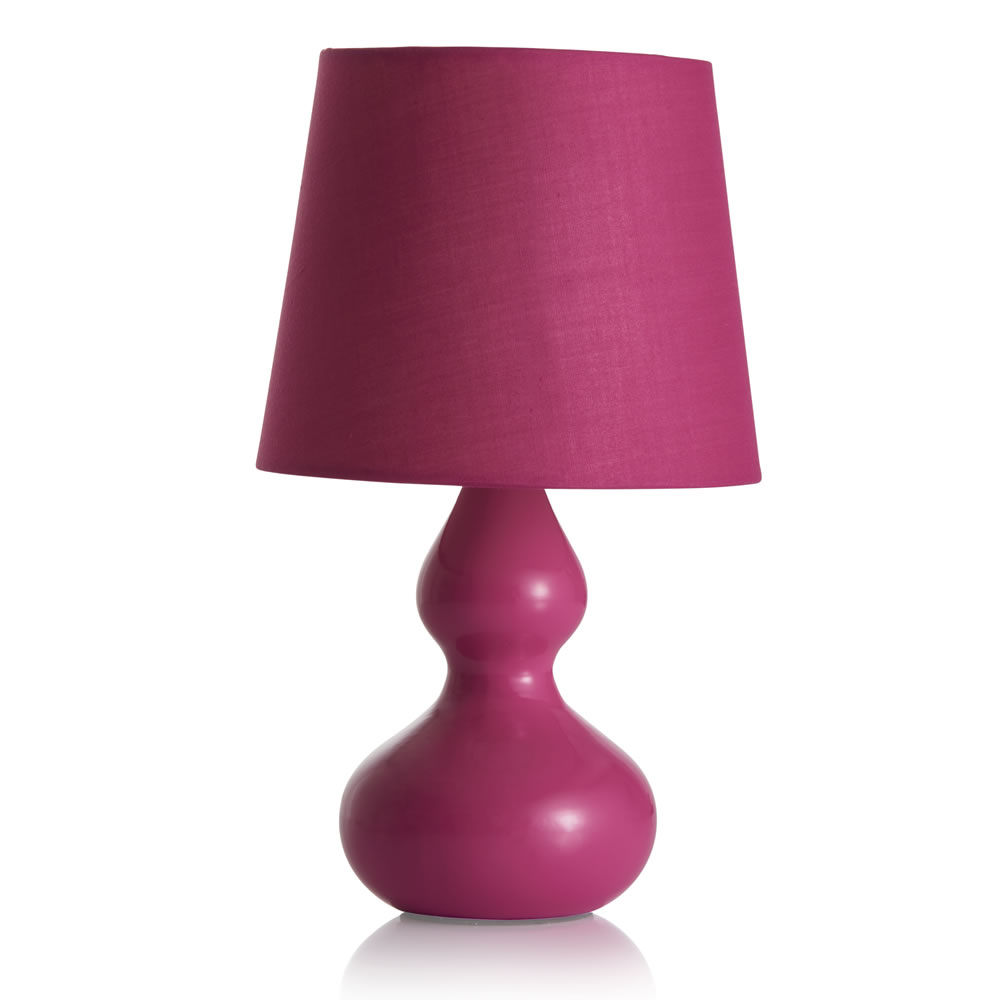 Wilko Ceramic Table Lamp Magenta Image 3