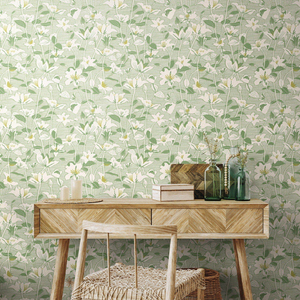 Hoopla Walls Oasis Lino Leaves Willow Mix Wallpaper Image 2