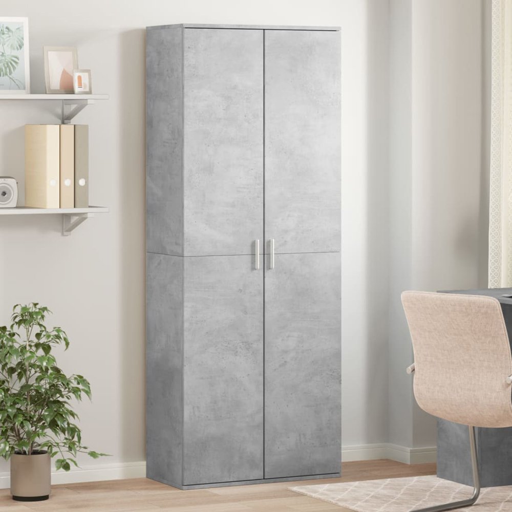 vidaXL 2 Door Concrete Grey High Cabinet Image 1