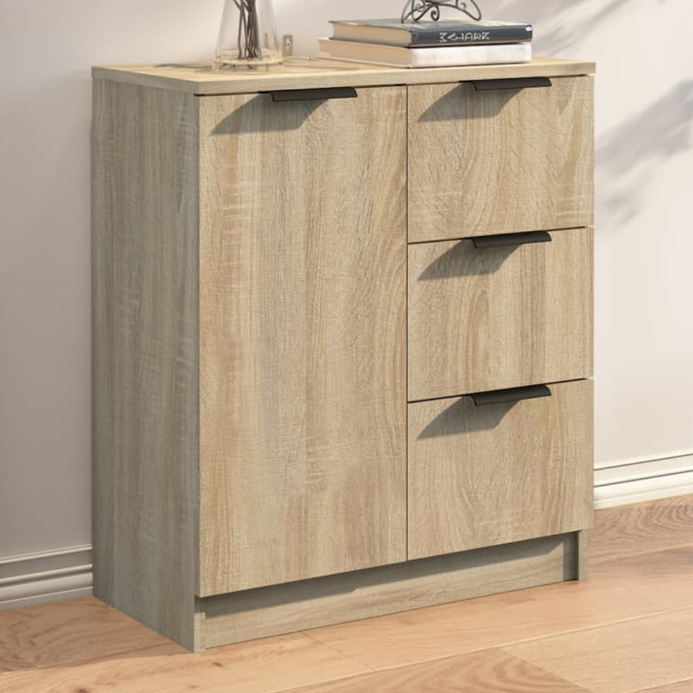 vidaXL Single Door 3 Drawer Sonoma Oak Sideboard Image 1