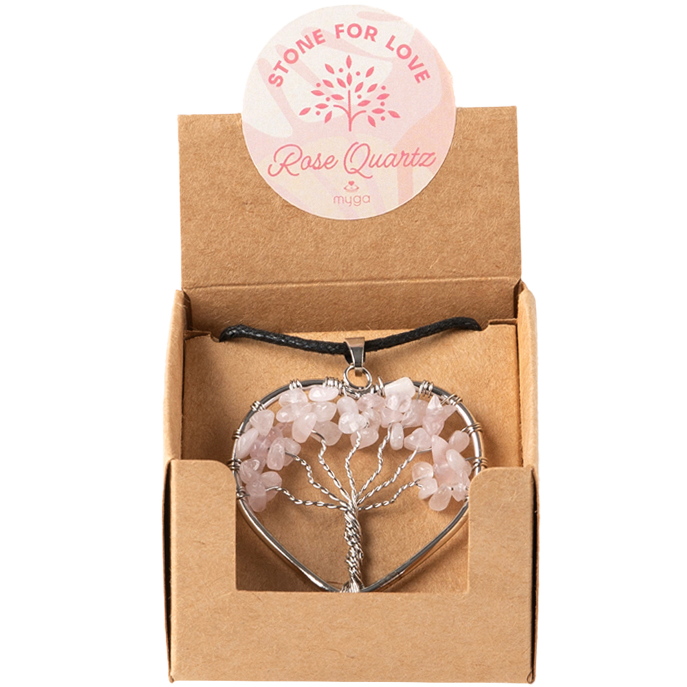 Myga Rose Quartz Tree of Life Pendants Image 1