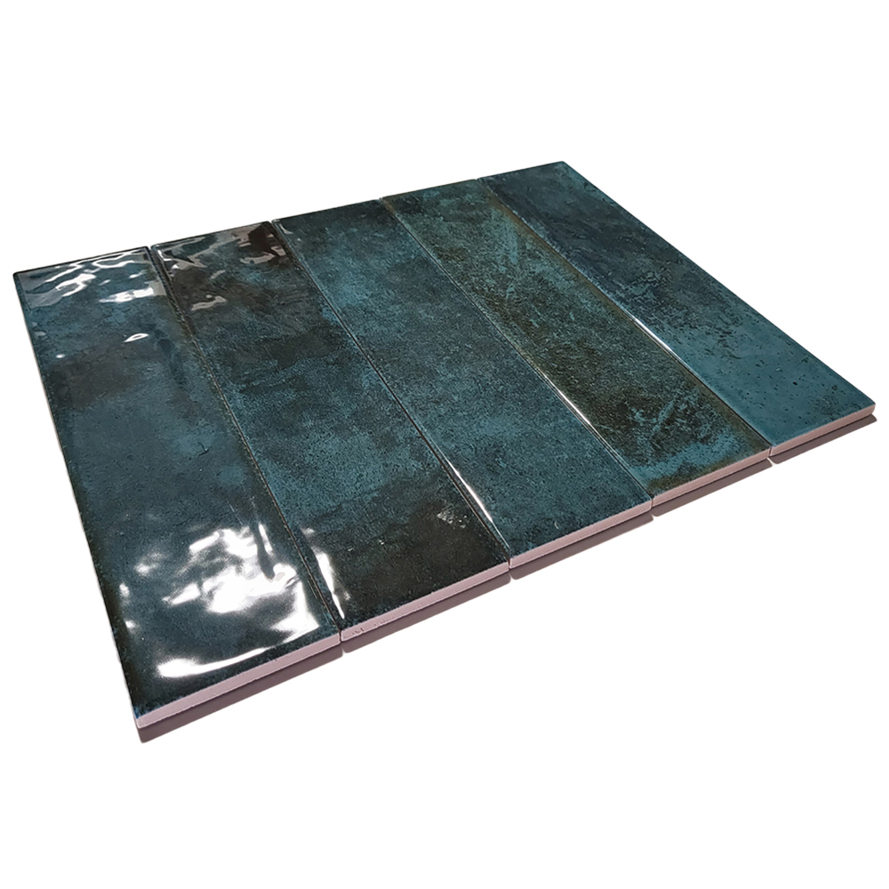 Top Ceramics Metro Turquoise Green Gloss Flat Bumpy Ceramic Wall Tile 65 x 250mm 0.82sqm Image 3