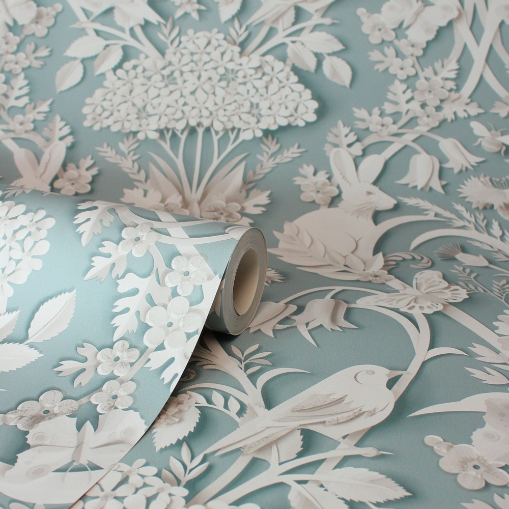 Fine Decor Woodland Floral Harmony Blue 3D Effect Wallpaper Image 2