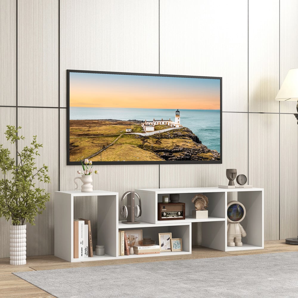 Costway 2 Piece White Modern Multifunctional Console TV Unit Image 4