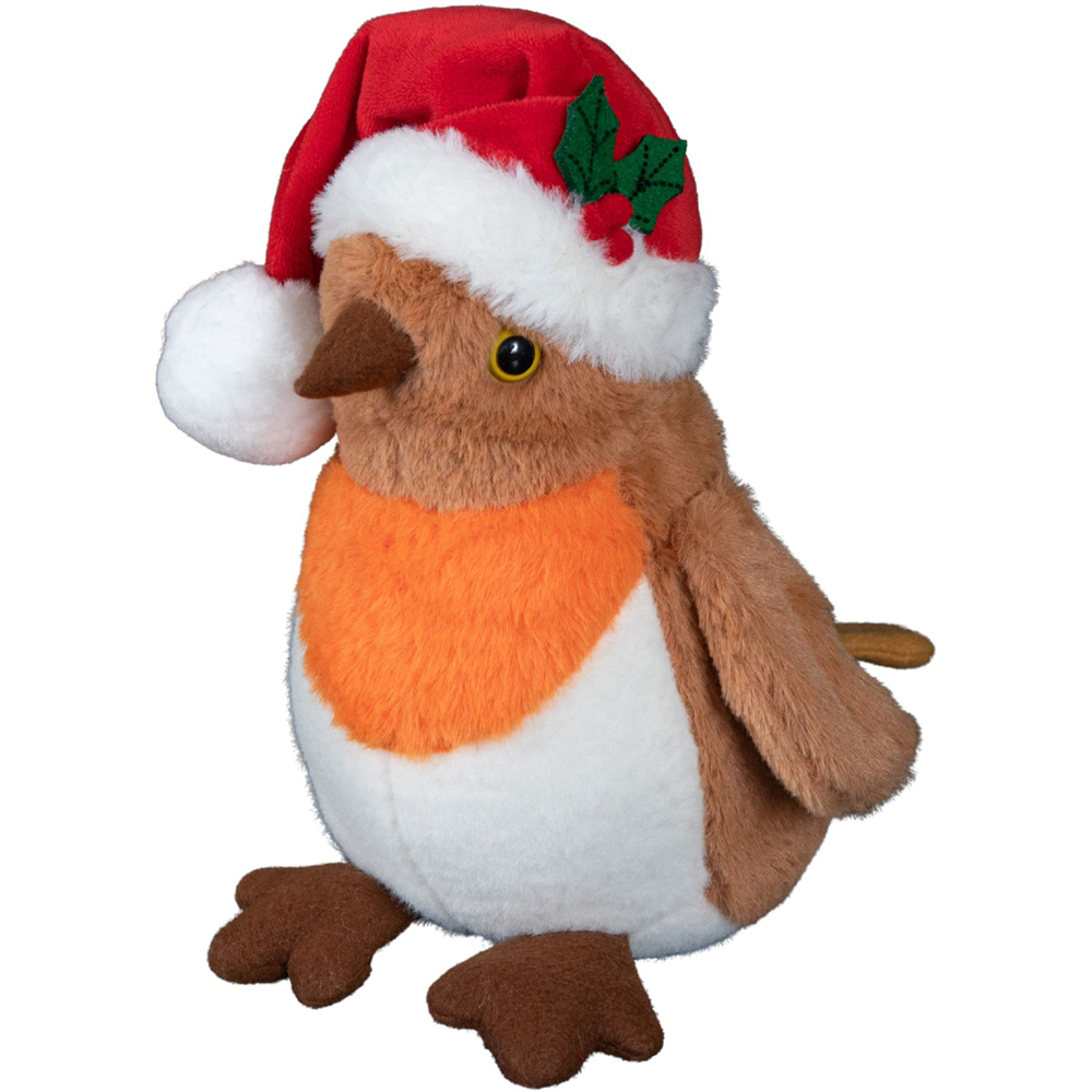Samuel Alexander Plush Robin with Santa Hat Christmas Decoration 23cm Image