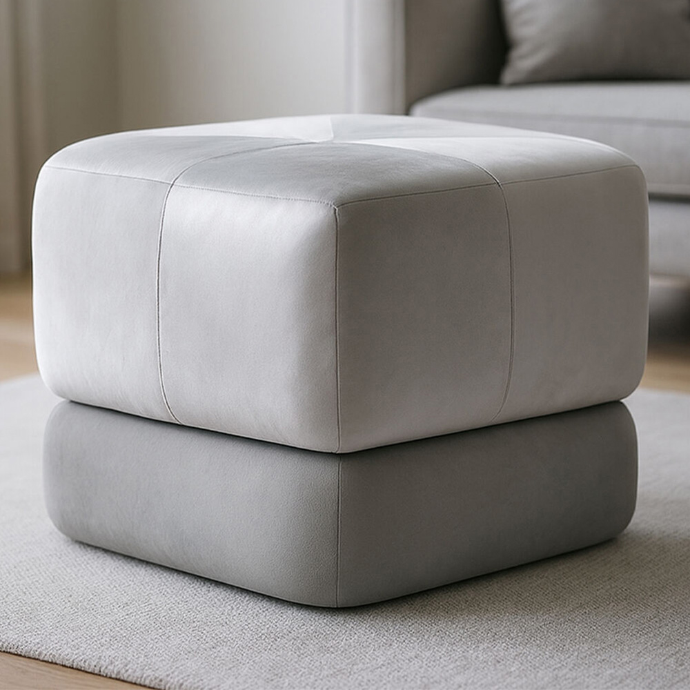 Premier Housewares Kaia Grey Velvet Square Stool Image 1