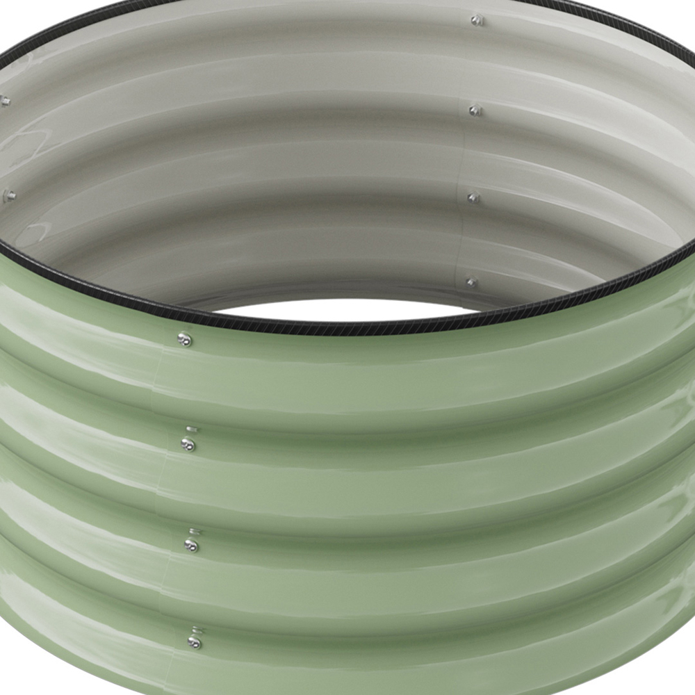 Living and Home Green Round Metal Raised Garden Bed with Open Bottom 60 x 30cm Image 4