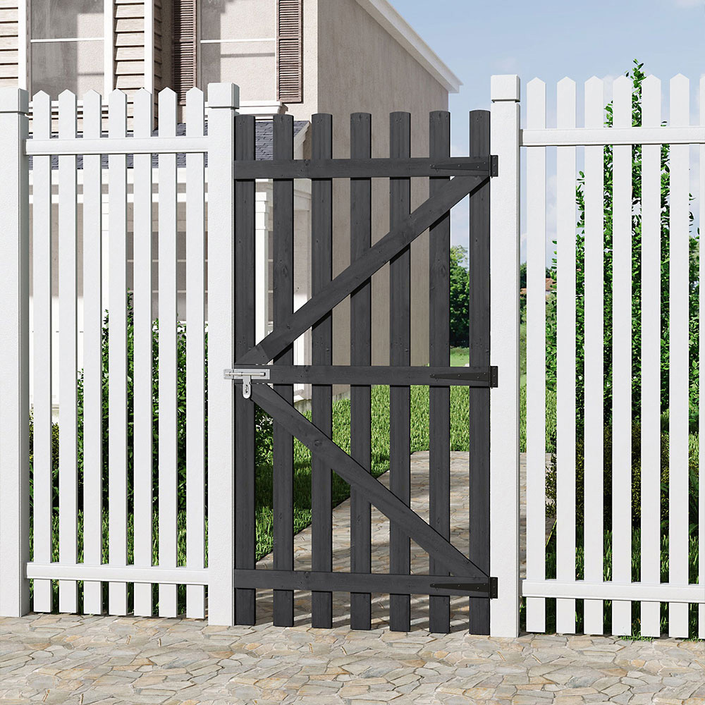 Living and Home Grey Vintage Pine Wood Garden Gate with Latch 914 x 1778mm Image 2