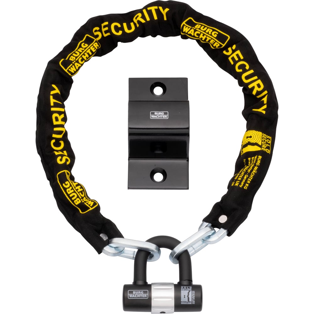 Burg-Wachter 1.5m Sold Secure Chain, Lock and Ground Anchor Kit Bike Lock Image 1