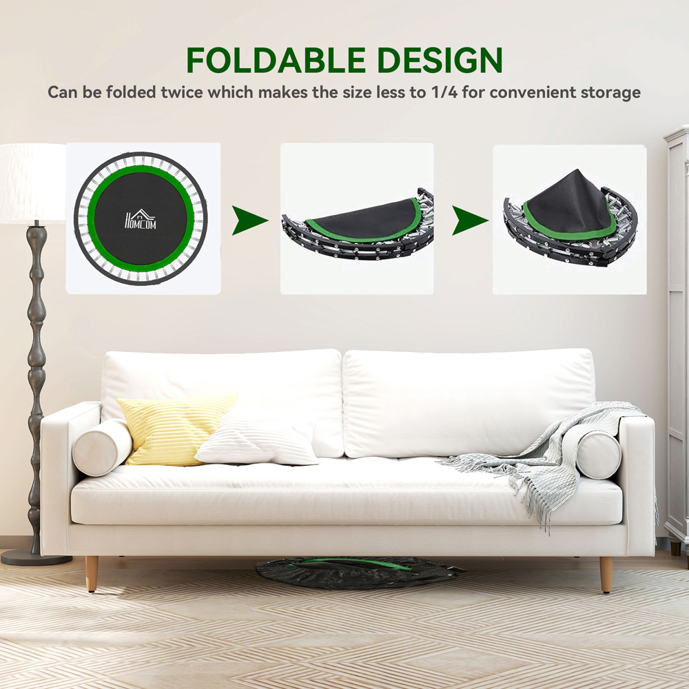 HOMCOM 3.3ft Green Foldable Mini Trampoline with Adjustable Foam Handle Image 5