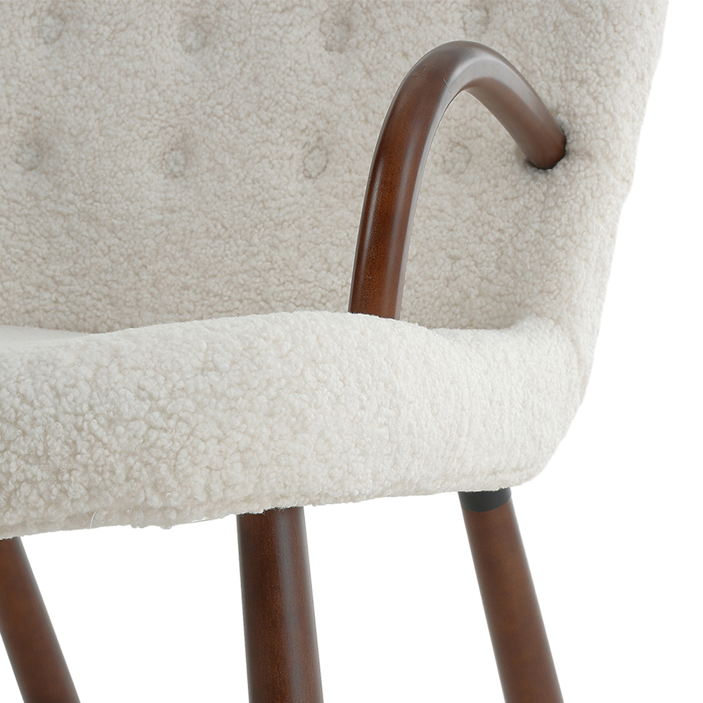 Living and Home White Sherpa Armchair and Footstool Set Image 5
