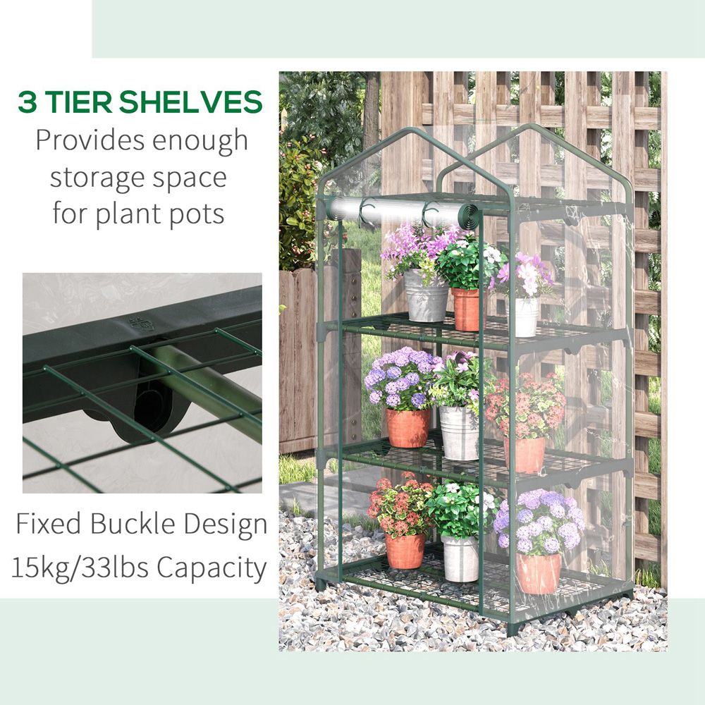 Outsunny Clear 1.6 x 2.3ft 3-Tier Mini Greenhouse Image 6