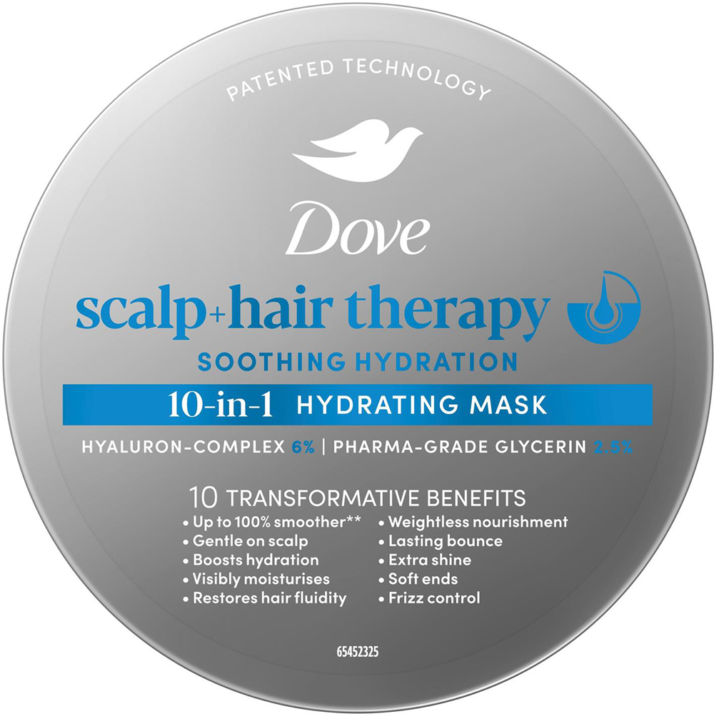 Dove Scalp+Hair Therapy Soothing Hydration Hyaluronic Acid 10-in-1 Mask 270ml 6 Pack Image 8