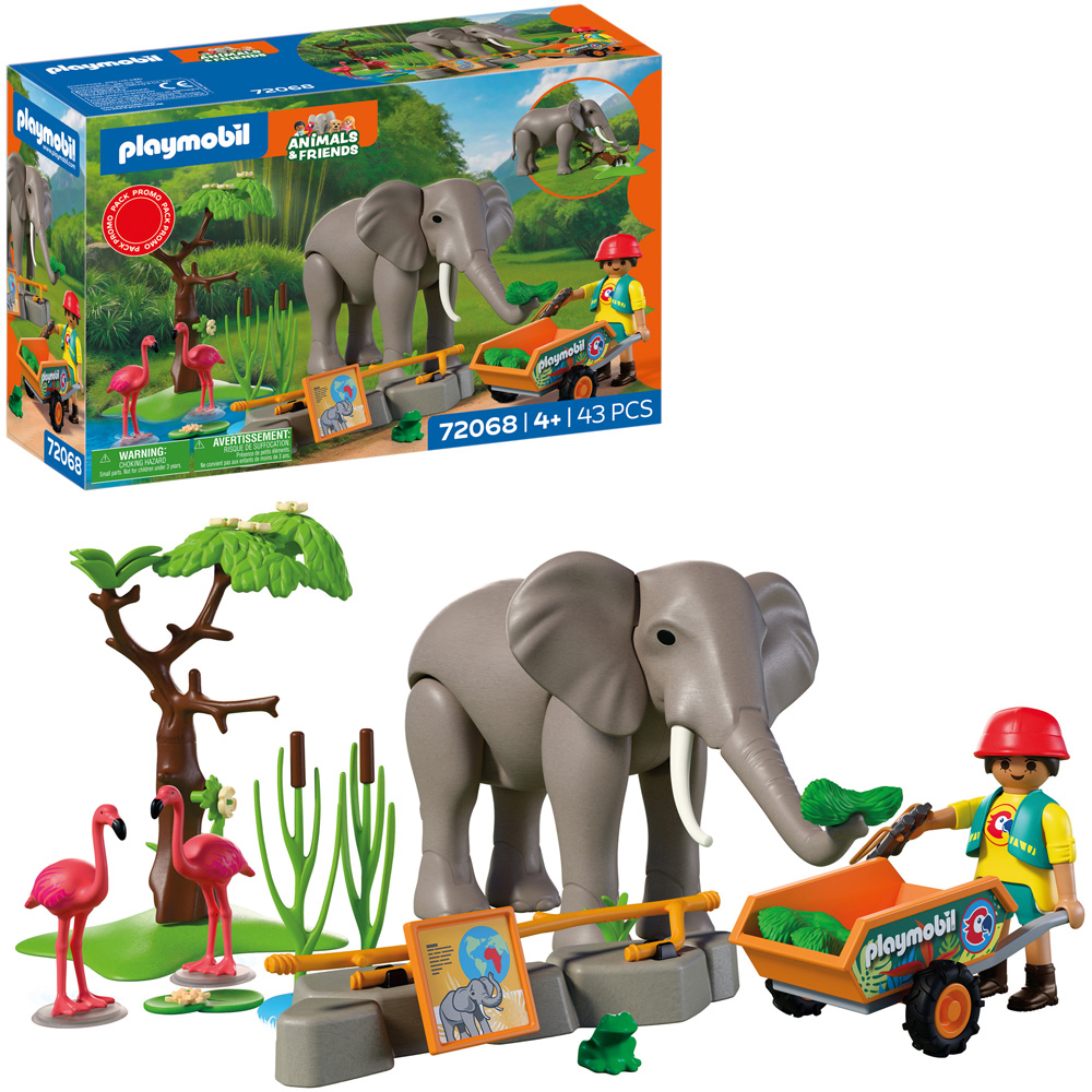 Playmobil Elephant with Zoo Keeper Playset Image 3